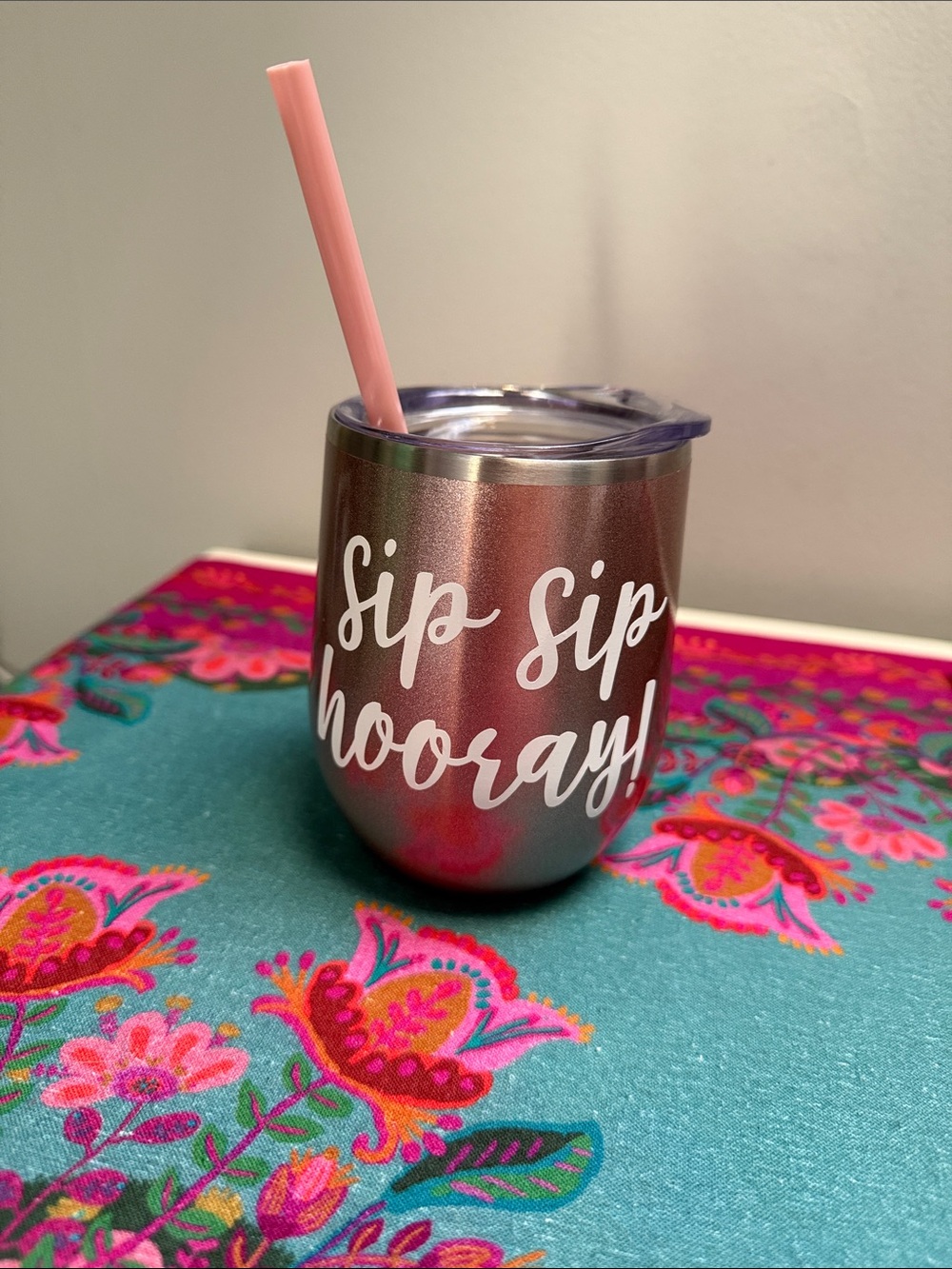Sip Sip Hooray Metallic Pink Stemless Tumbler
